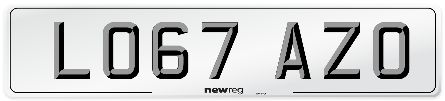 LO67 AZO Number Plate from New Reg